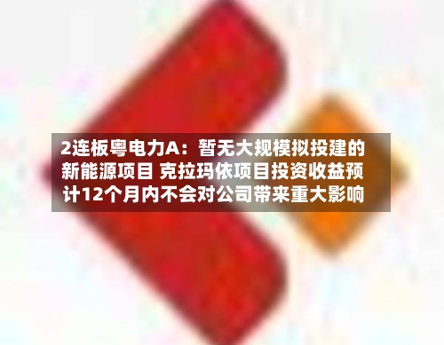 2连板粤电力A:暂无大规模拟投建的新能源项目 克拉玛依项目投资收益预计12个月内不会对公司带来重大影响-第2张图片